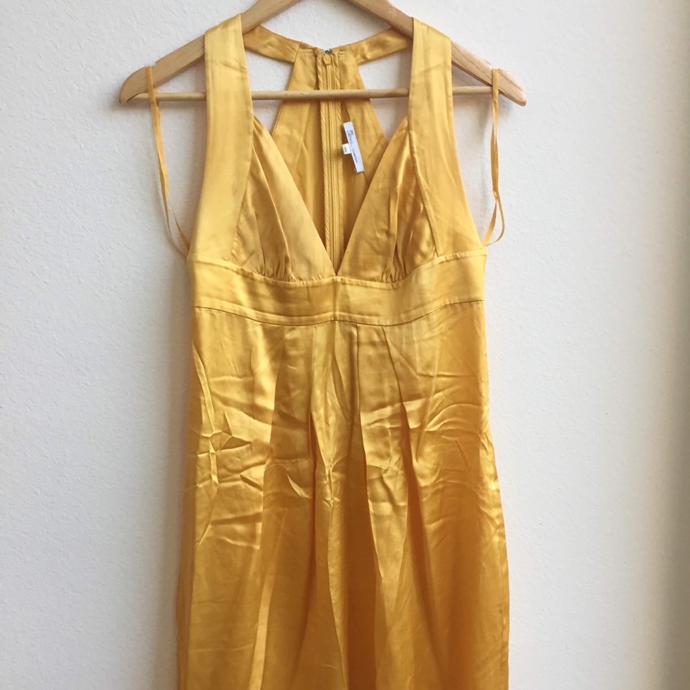Golden yellow silk cocktail dress